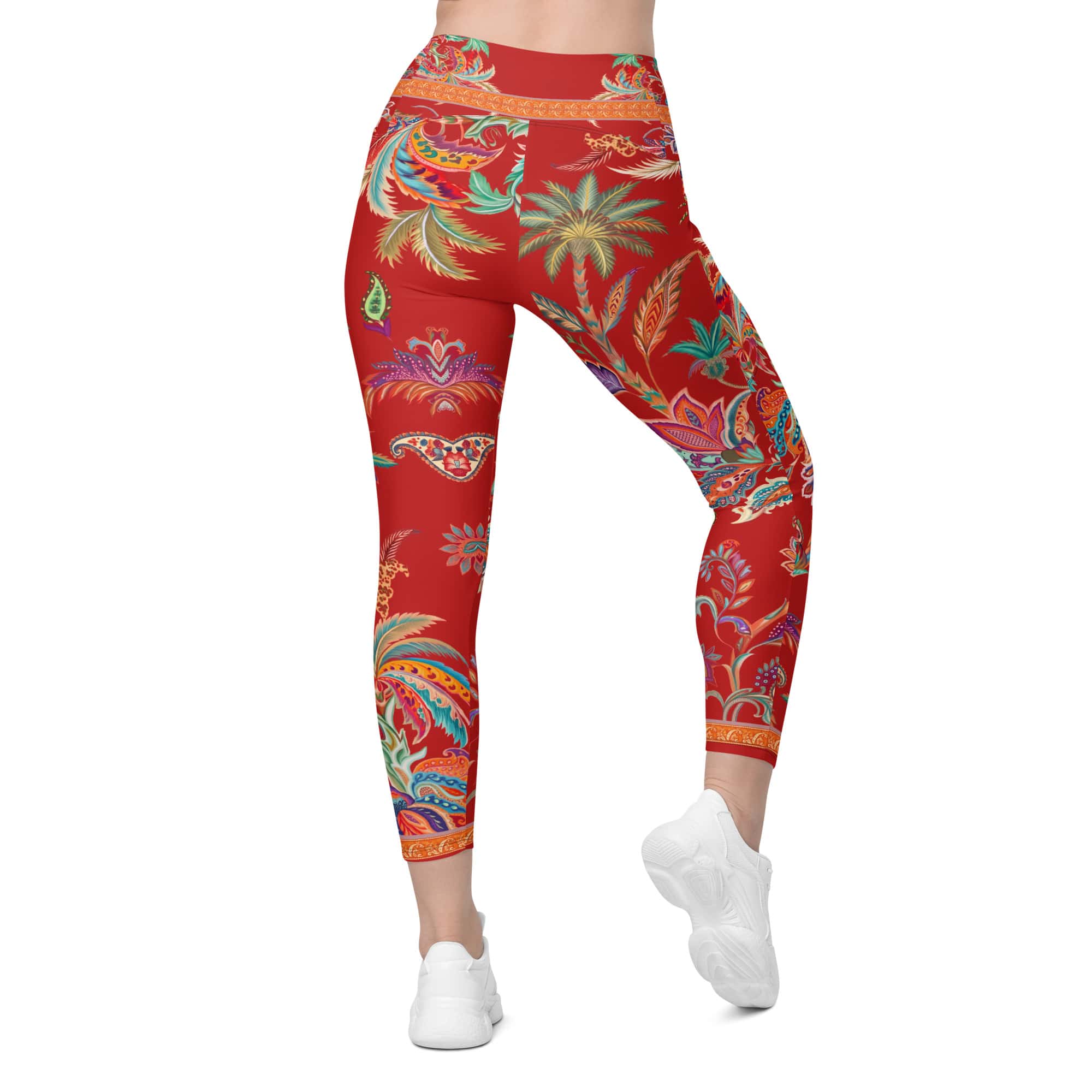 Scarlet Tropics Leggings With Pockets