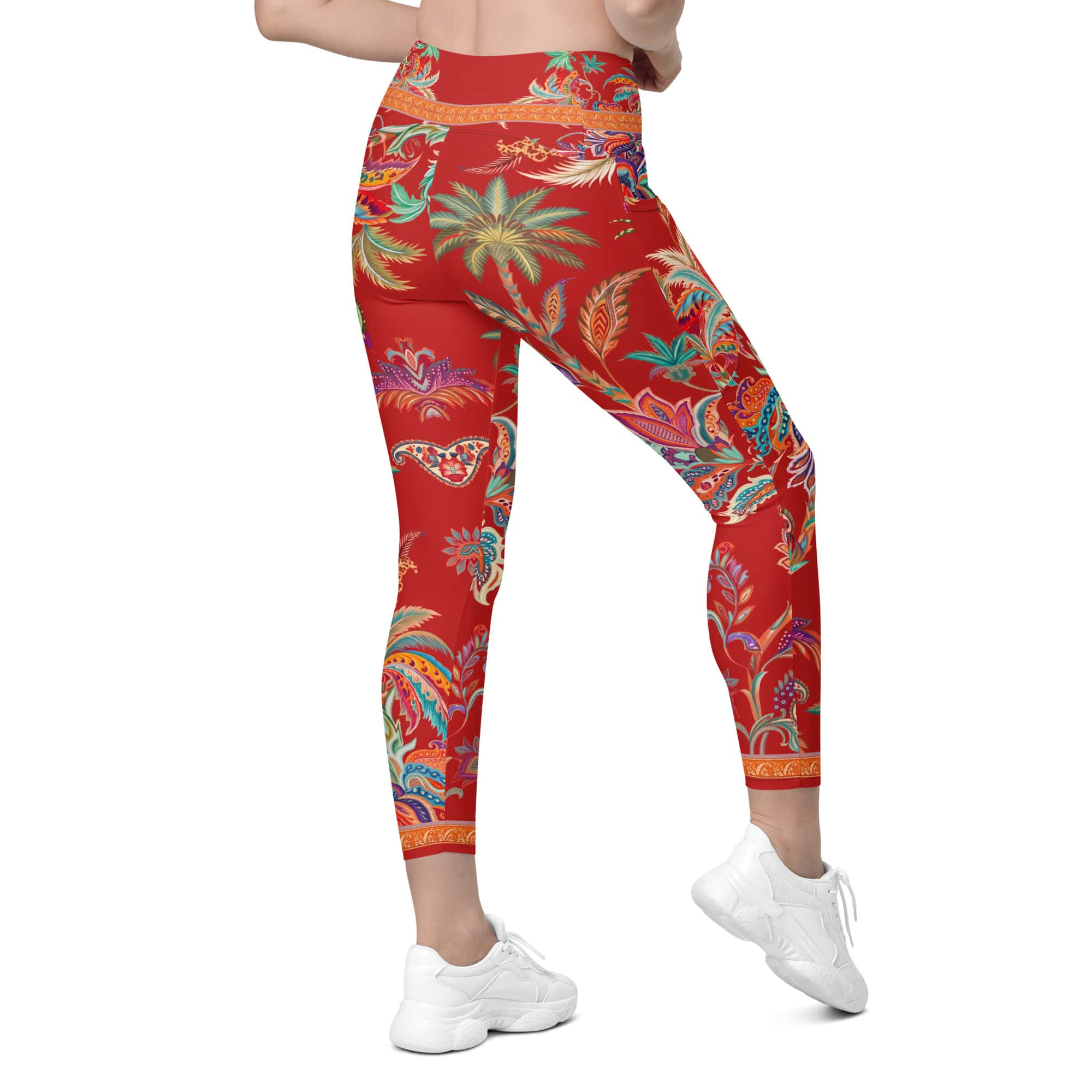 Scarlet Tropics Leggings With Pockets