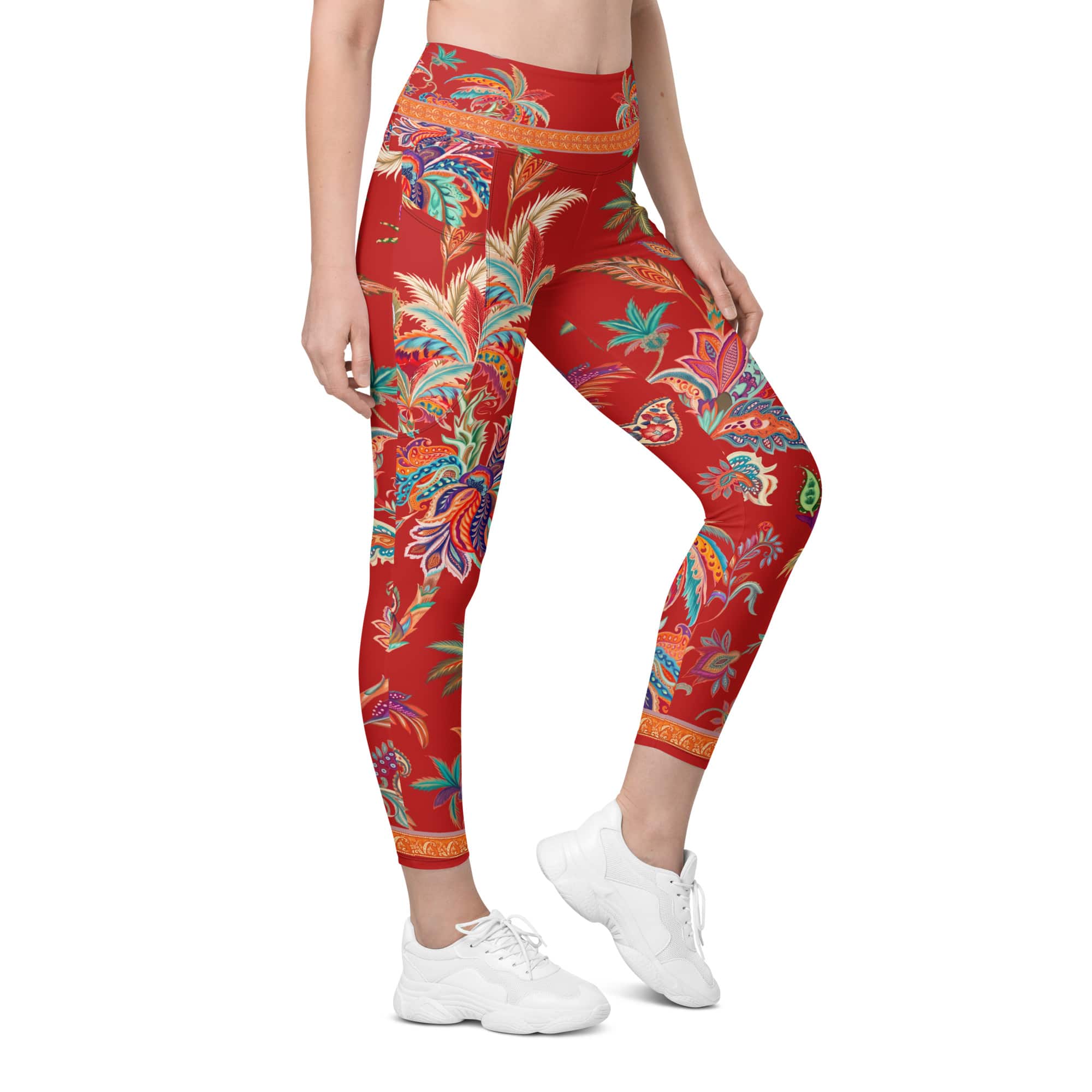 Scarlet Tropics Leggings With Pockets