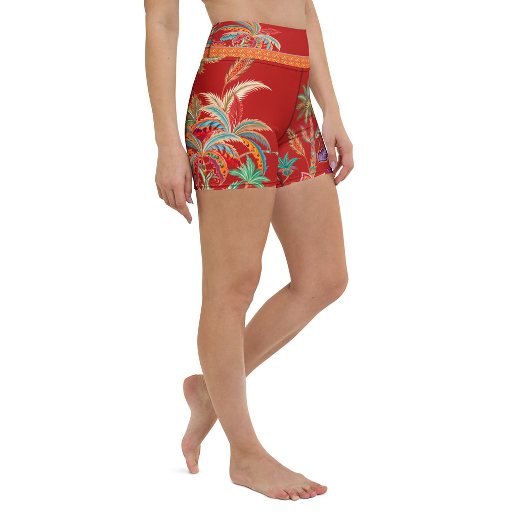 Scarlet Tropics Yoga Shorts