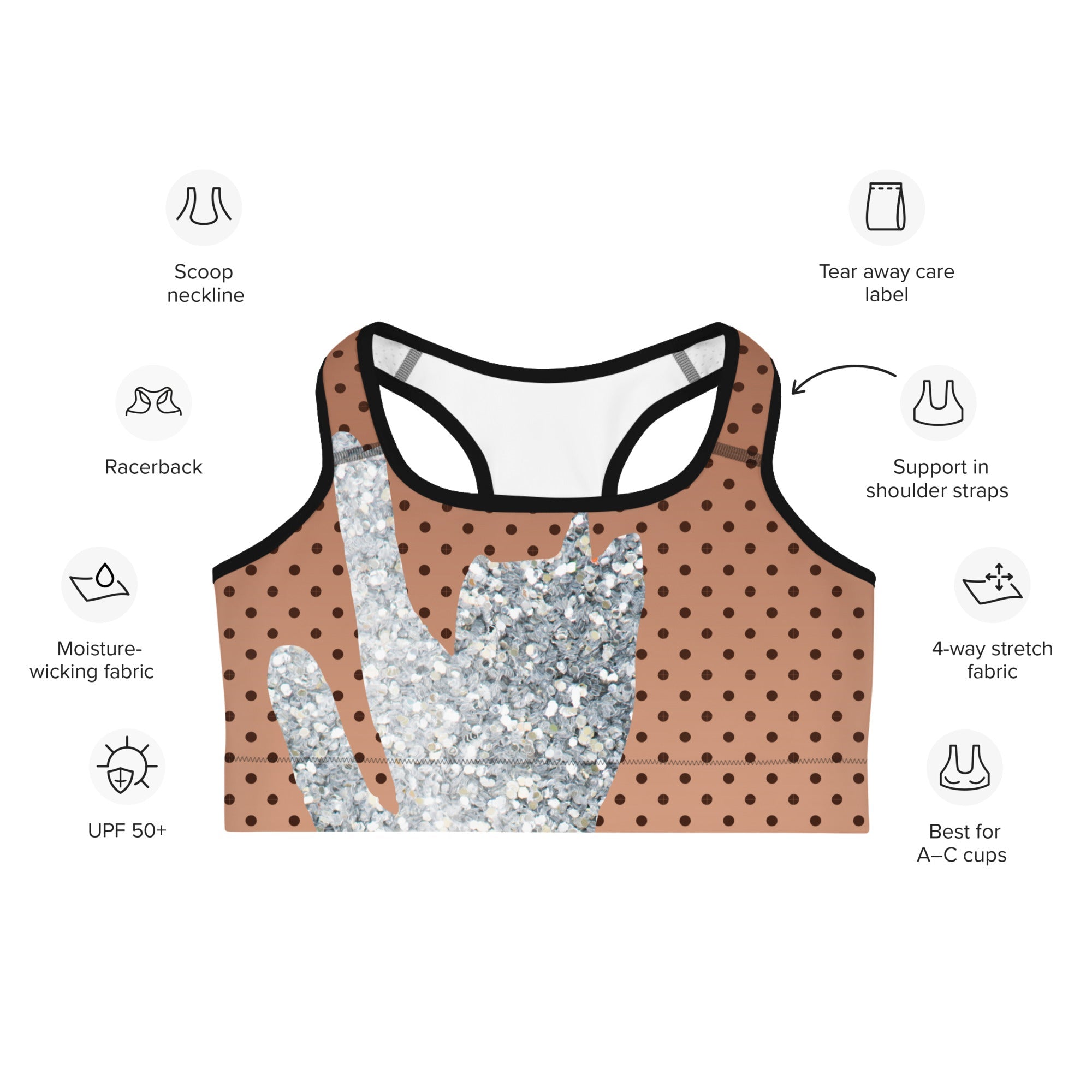 Sequin Mesh Sports Bra