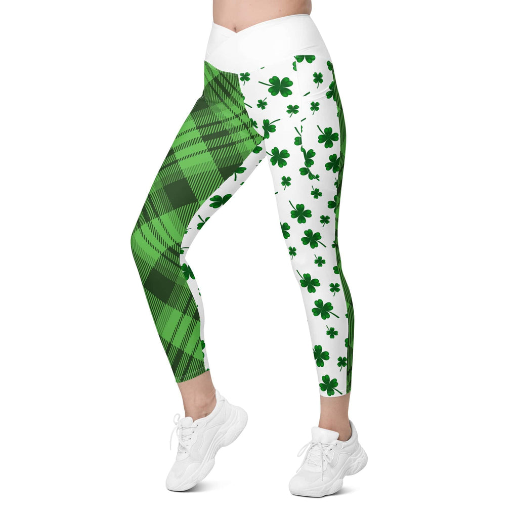 Shamrock & Tartan Crossover Leggings With Pockets