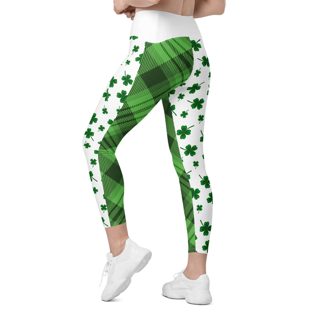 Shamrock & Tartan Crossover Leggings With Pockets