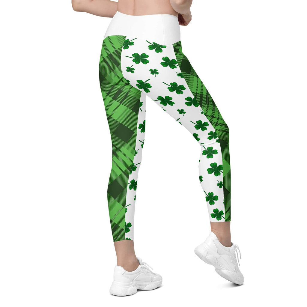 Shamrock & Tartan Crossover Leggings With Pockets
