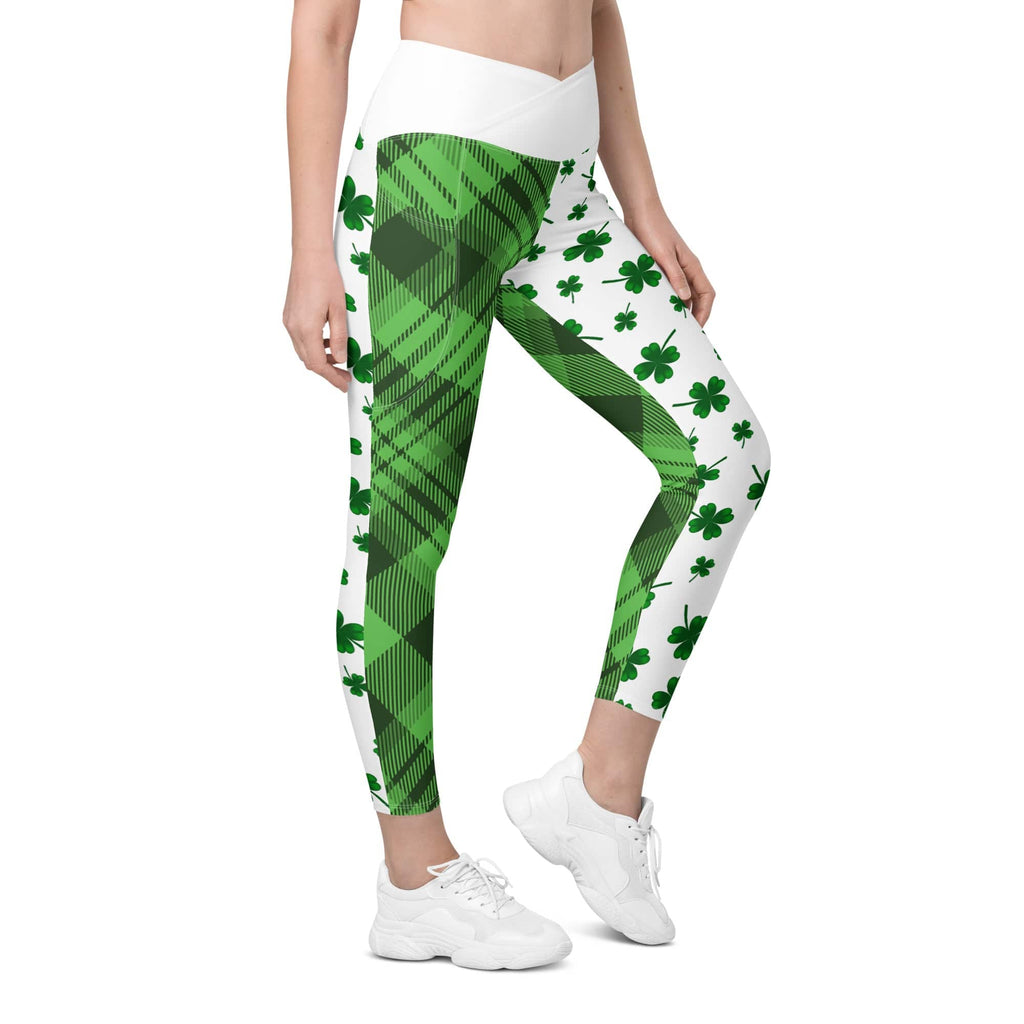 Shamrock & Tartan Crossover Leggings With Pockets