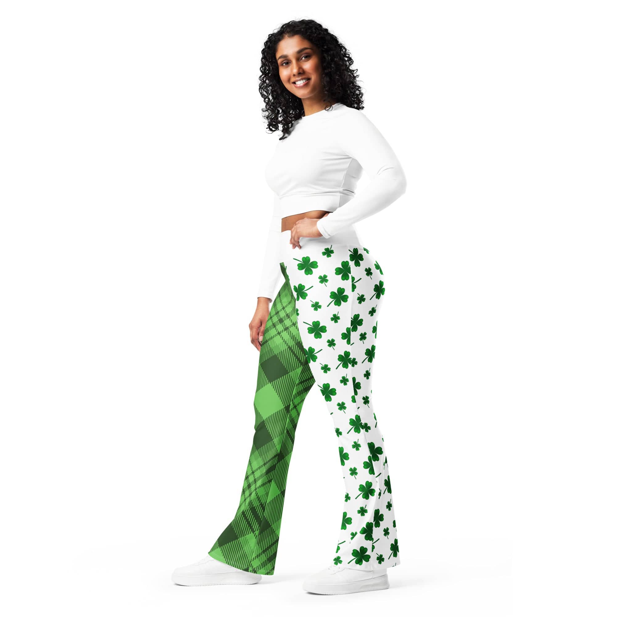 Shamrock & Tartan Flare Leggings