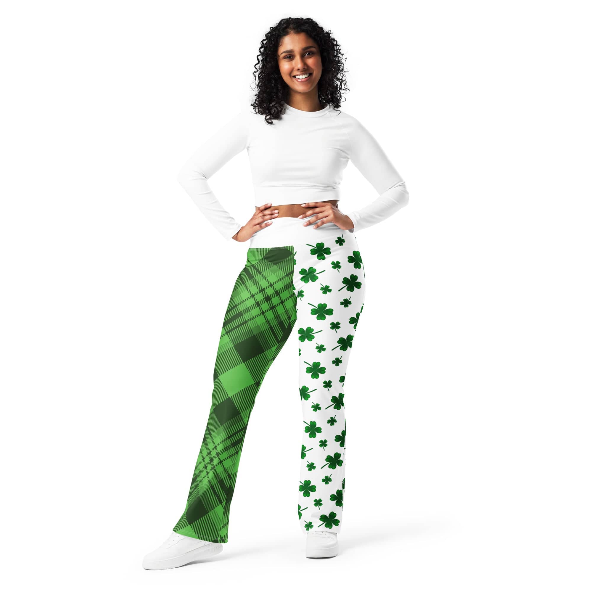 Shamrock & Tartan Flare Leggings