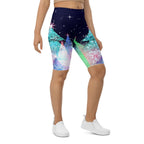 Shimmery Christmas Tree Print Biker Shorts