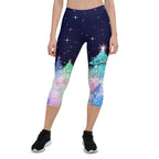 Shimmery Christmas Tree Print Capris