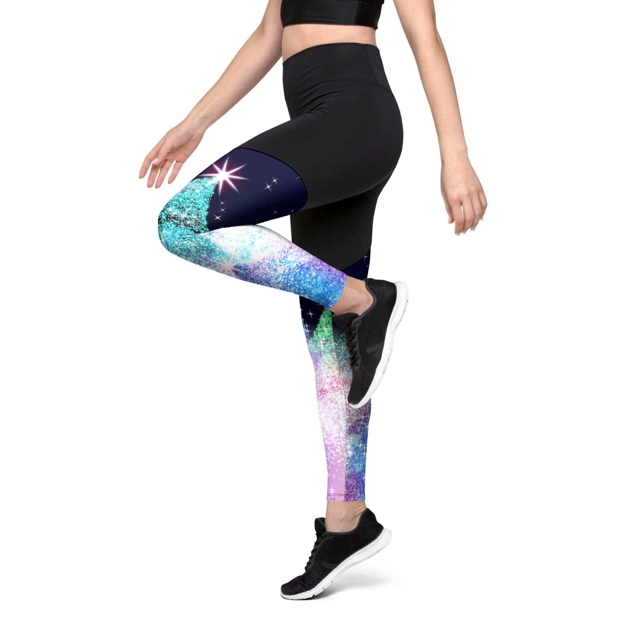 Shimmery Christmas Tree Print Compression Leggings