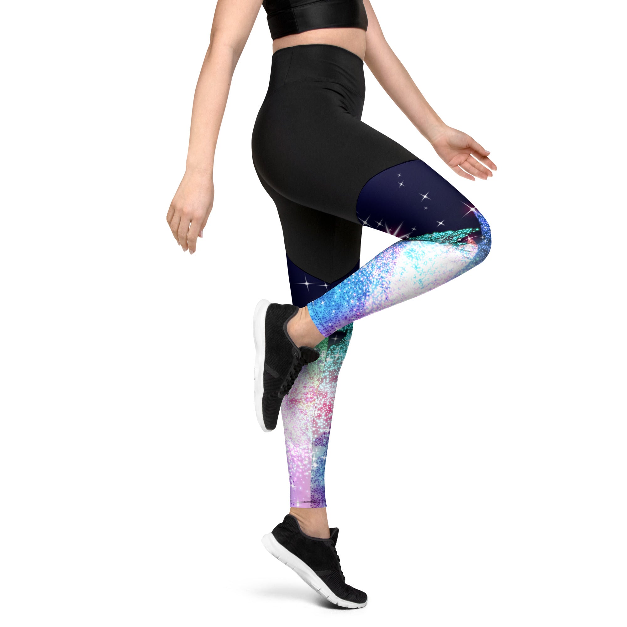 Shimmery Christmas Tree Print Compression Leggings