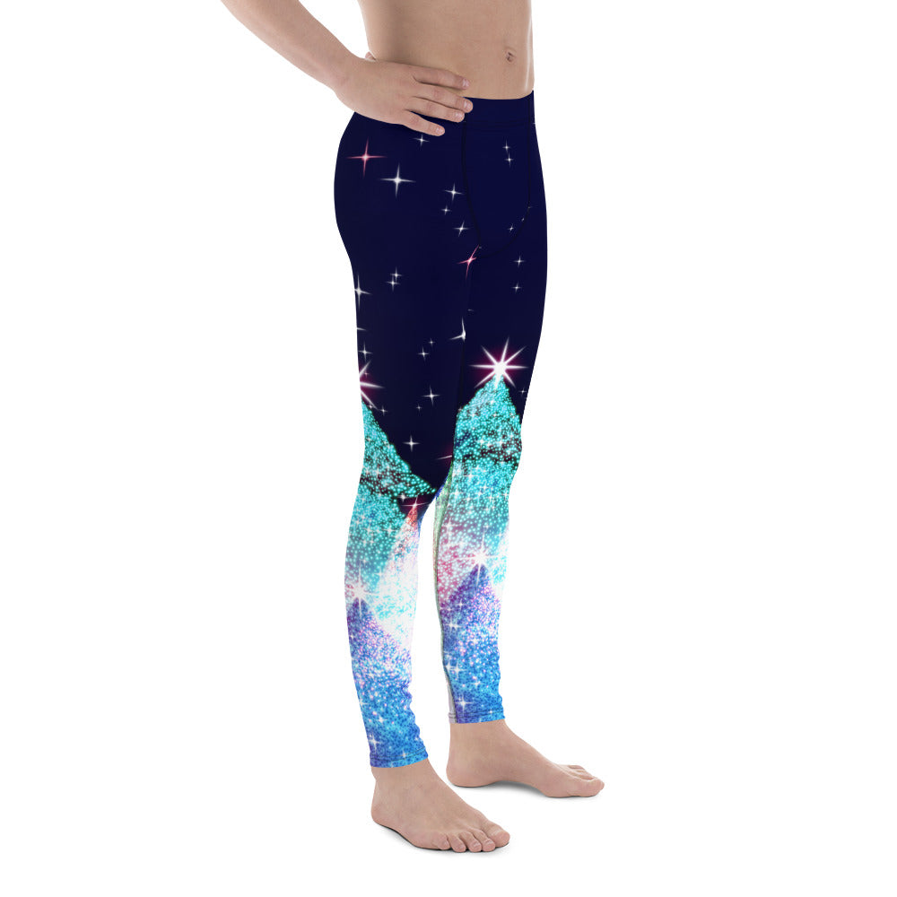 Shimmery Christmas Tree Print Men's Leggings