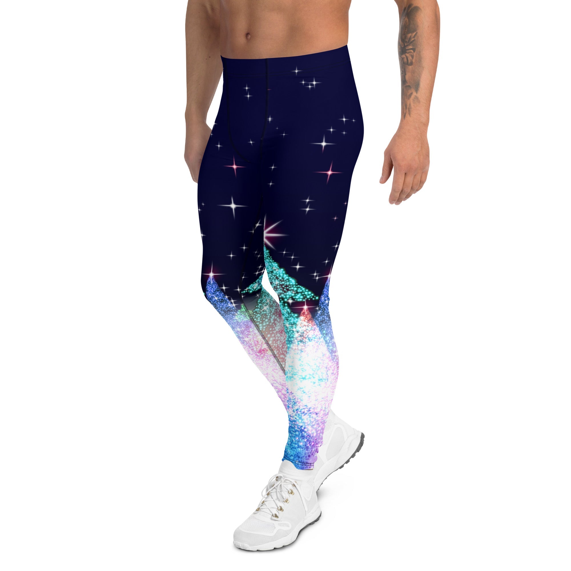 Shimmery Christmas Tree Print Men's Leggings