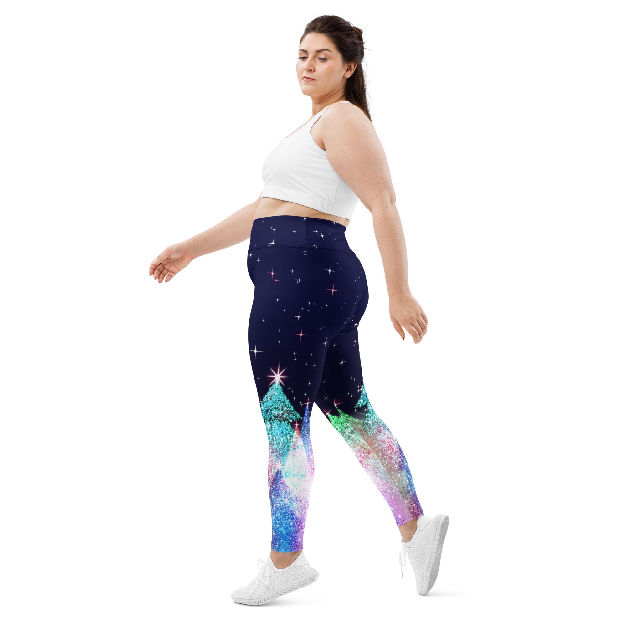 Shimmery Christmas Tree Print Plus Size Leggings