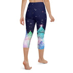 Shimmery Christmas Tree Print Yoga Capris