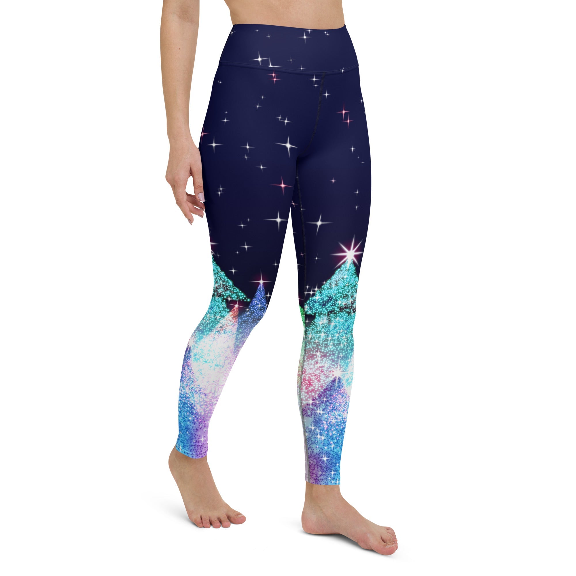 Shimmery Christmas Tree Print Yoga Leggings