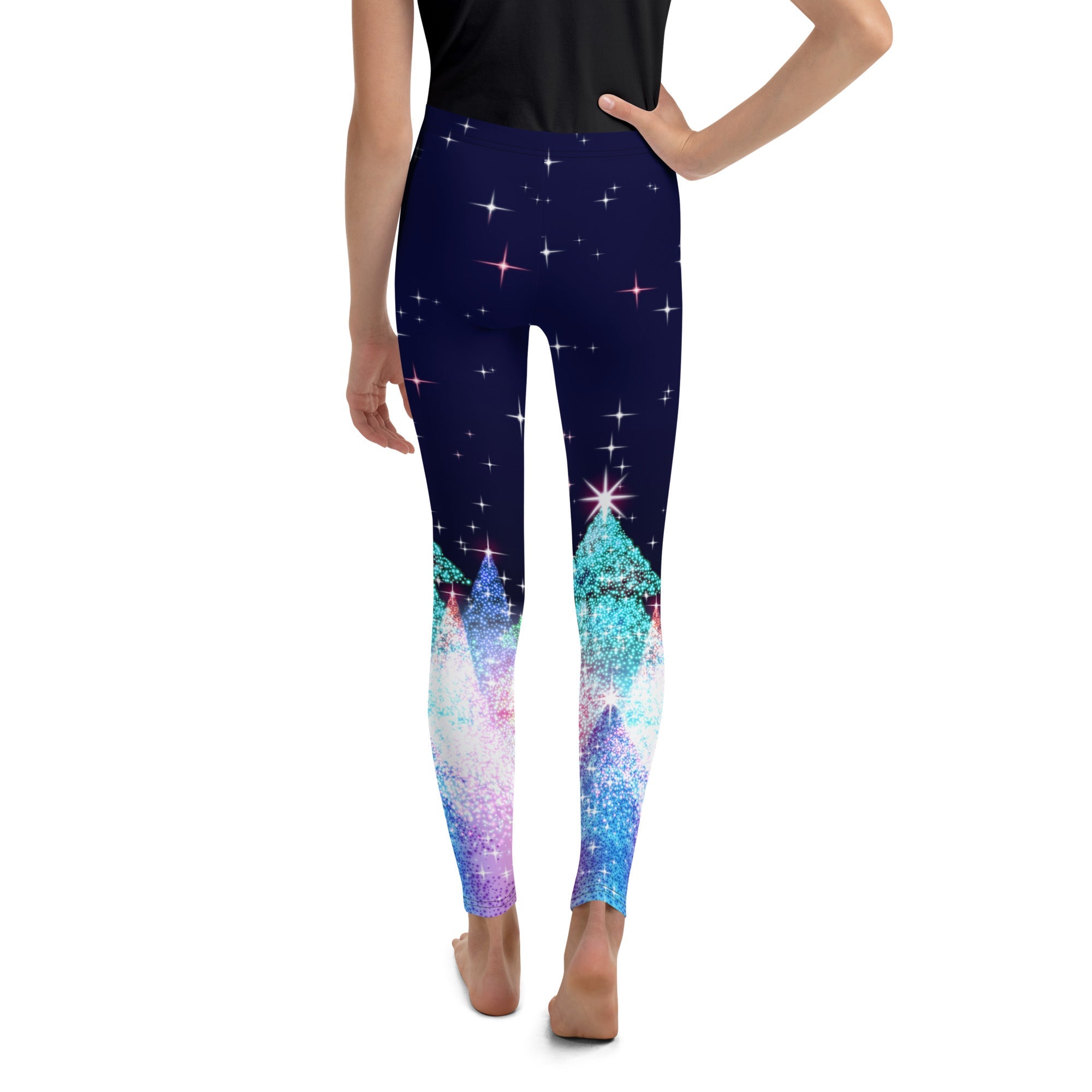 Shimmery Christmas Tree Print Youth Leggings