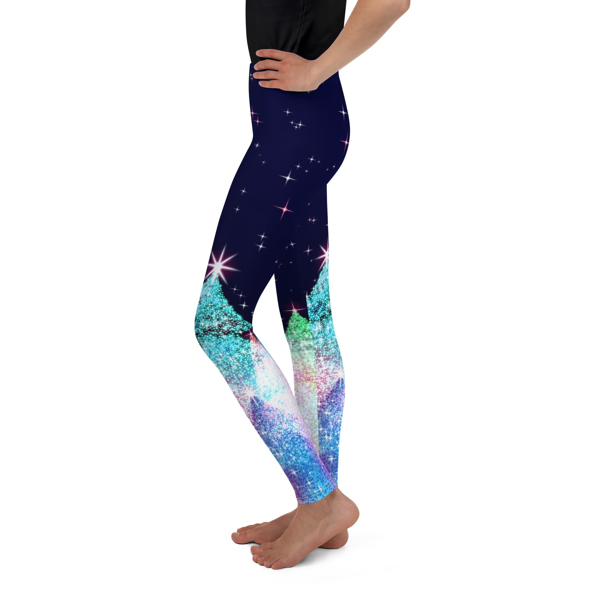 Shimmery Christmas Tree Print Youth Leggings