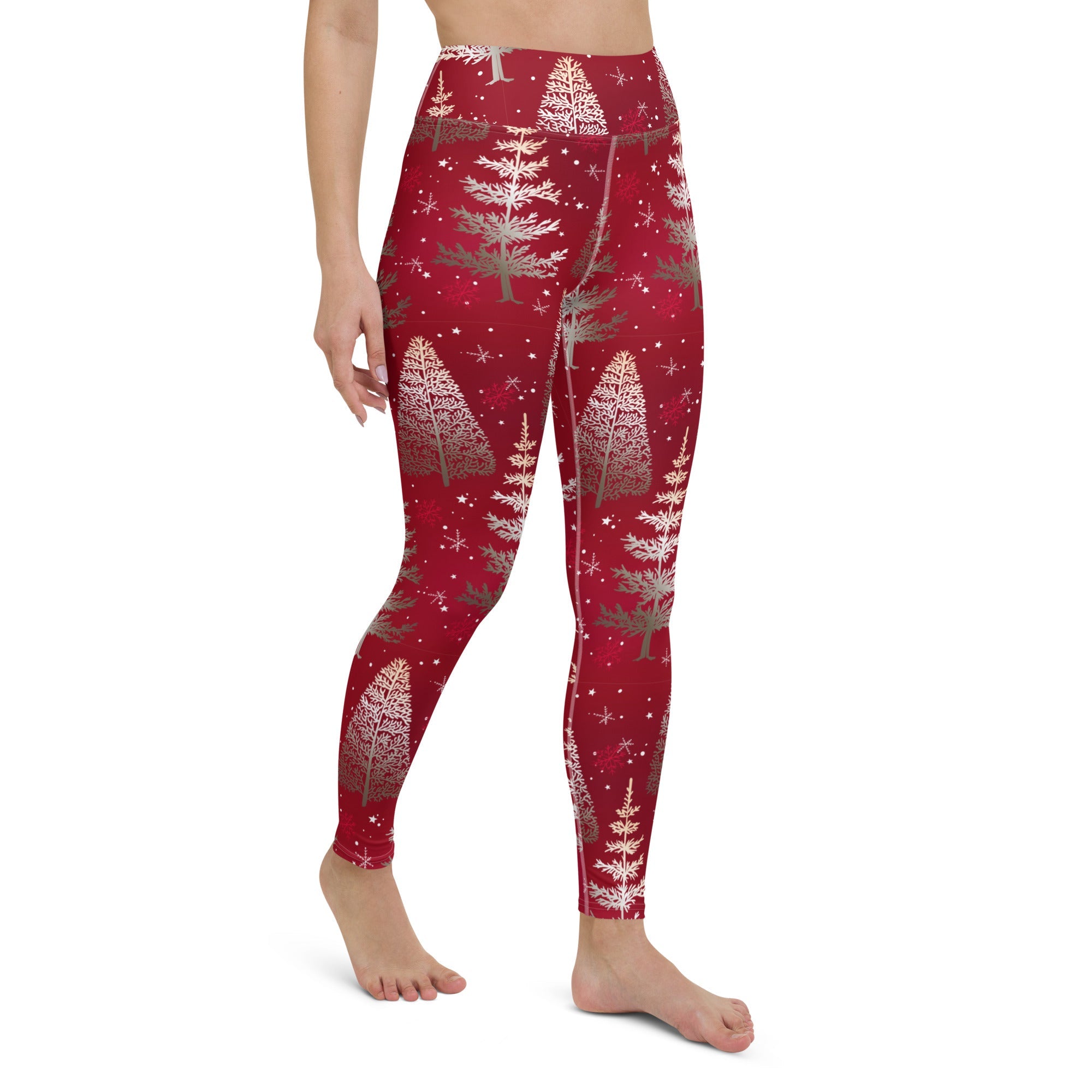 Silver Noel Pines Yoga Leggings