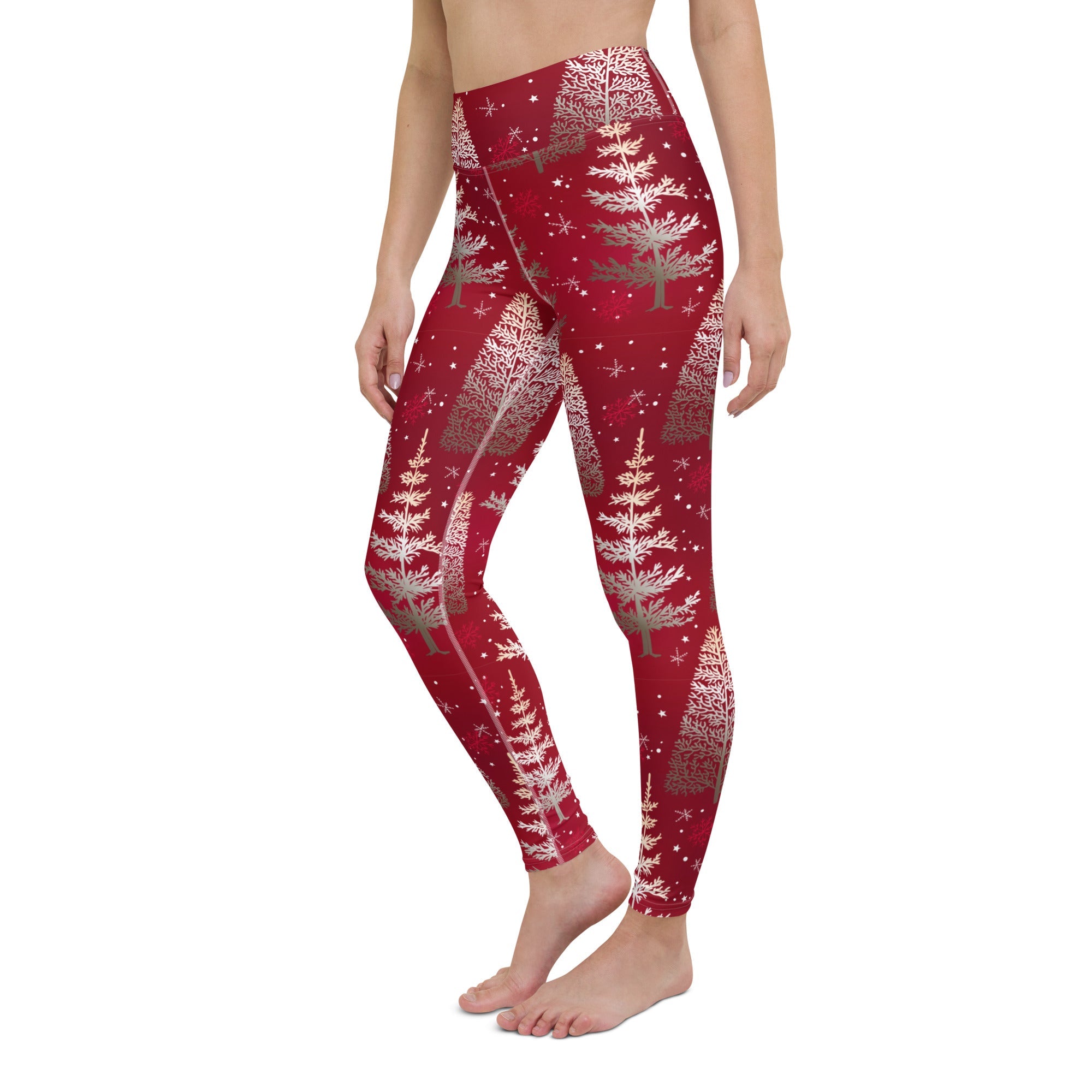 Silver Noel Pines Yoga Leggings