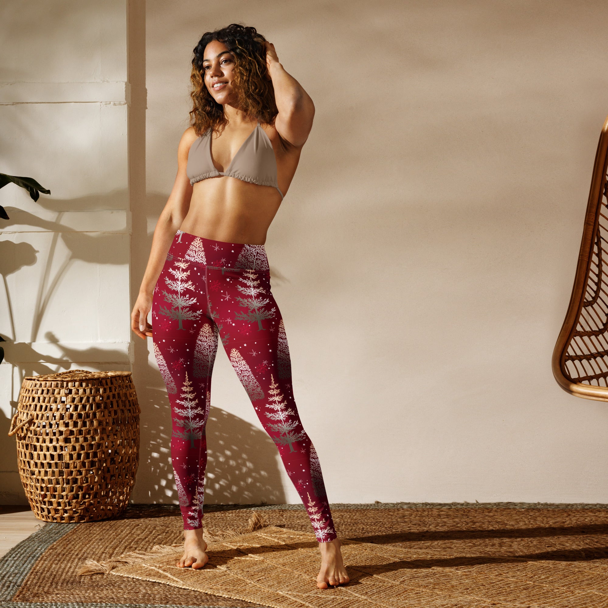 Silver Noel Pines Yoga Leggings