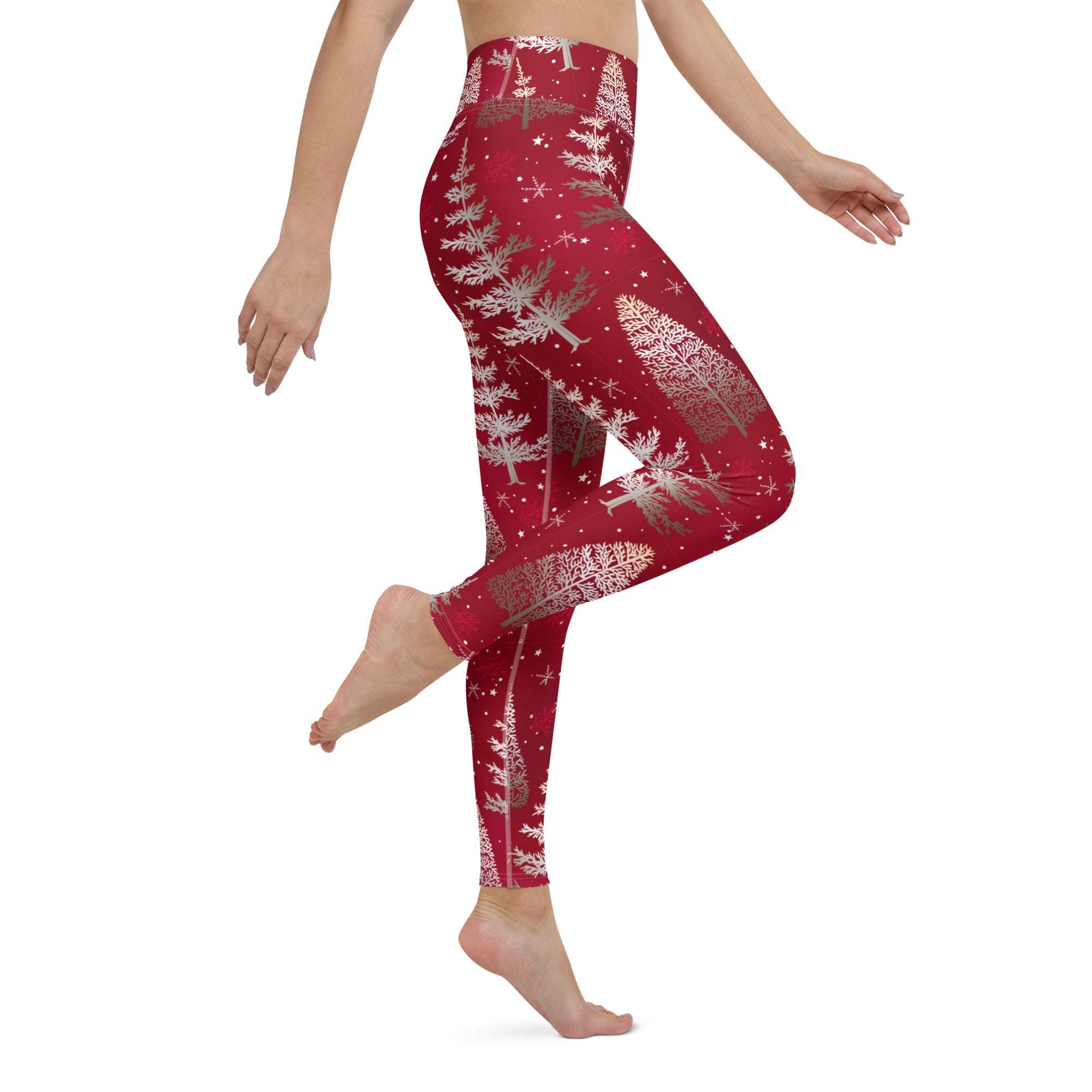 Silver Noel Pines Yoga Leggings