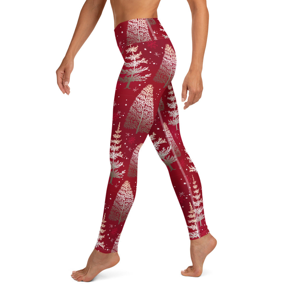 Silver Noel Pines Yoga Leggings