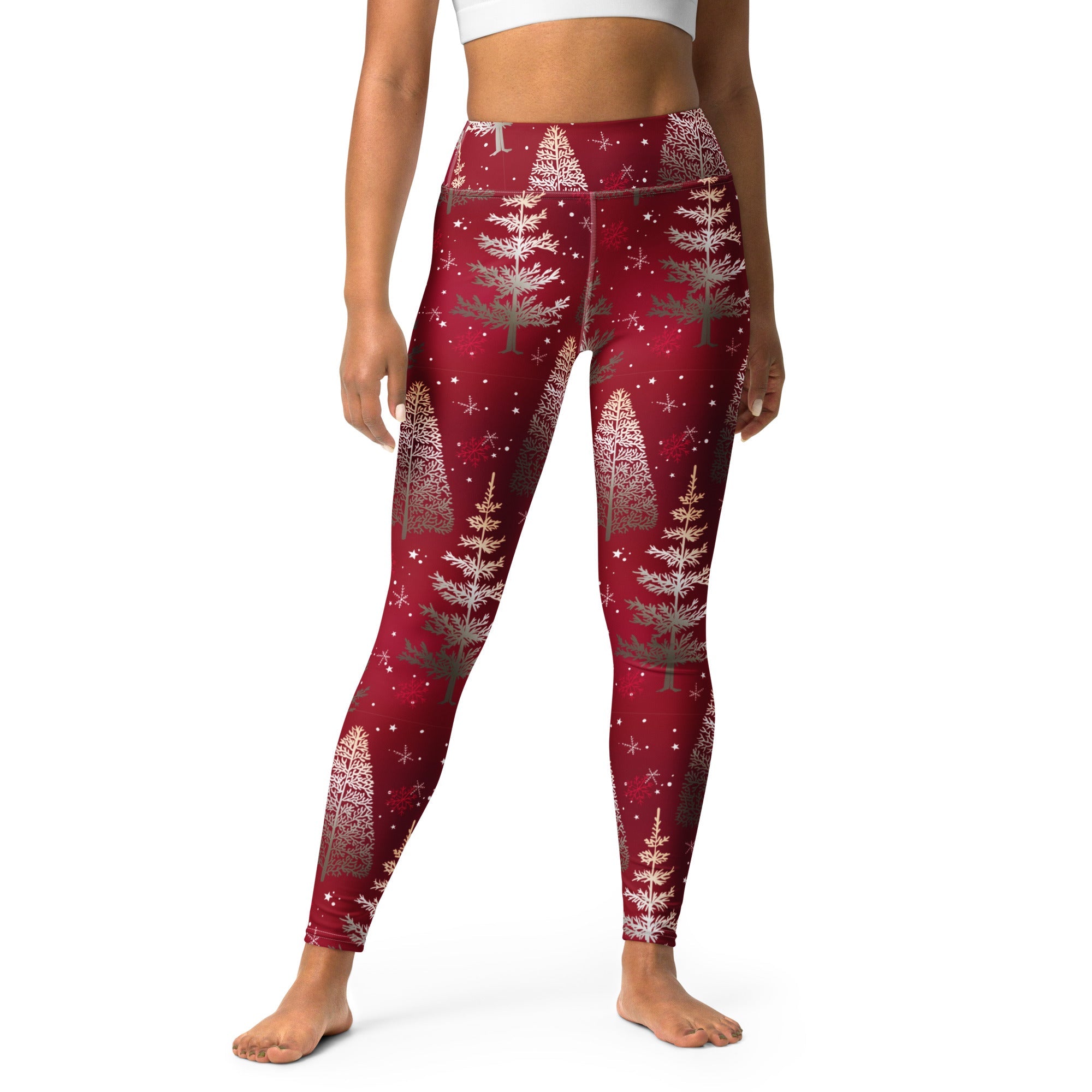 Silver Noel Pines Yoga Leggings