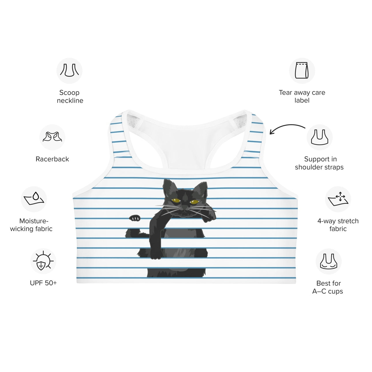 Sketchbook Cat Sports Bra
