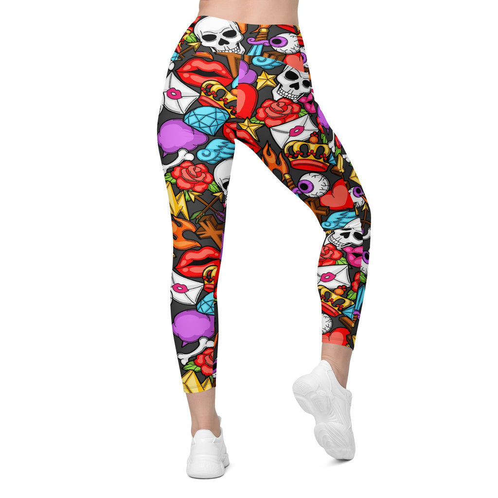 Skulls Crossover Leggings With Pockets