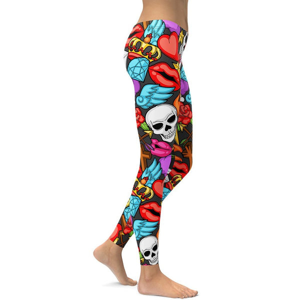 New Halloween skull colorful 3D digital printing leggings main image 0
