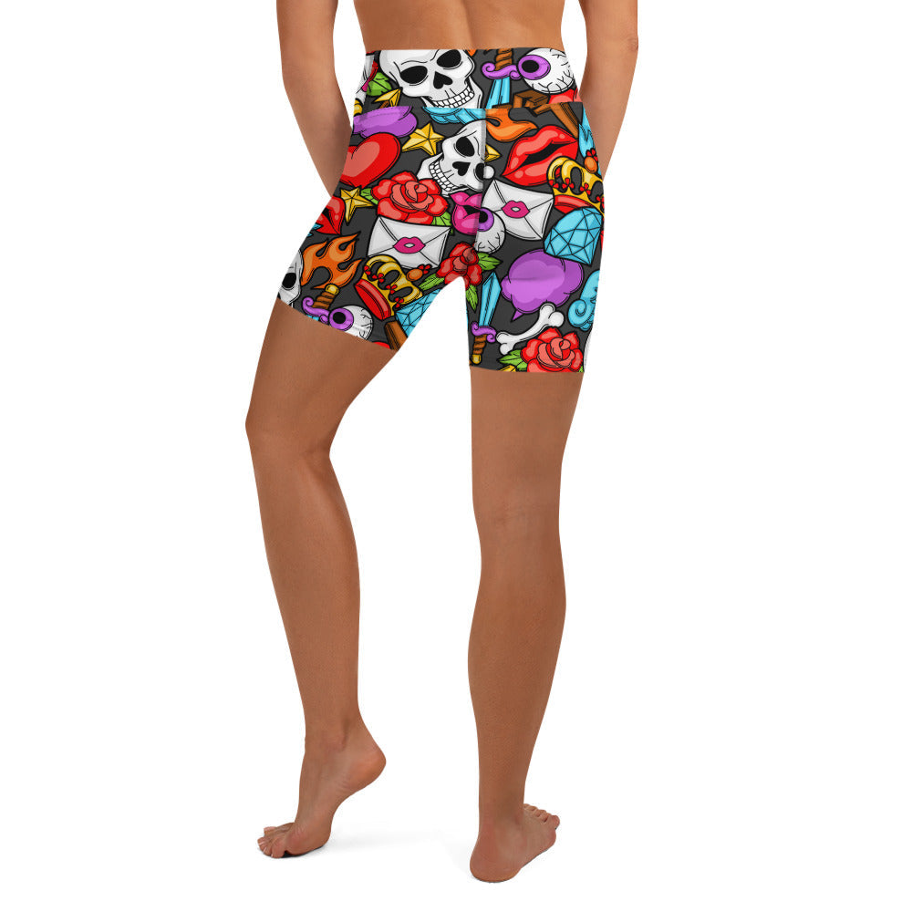 Skulls Yoga Shorts