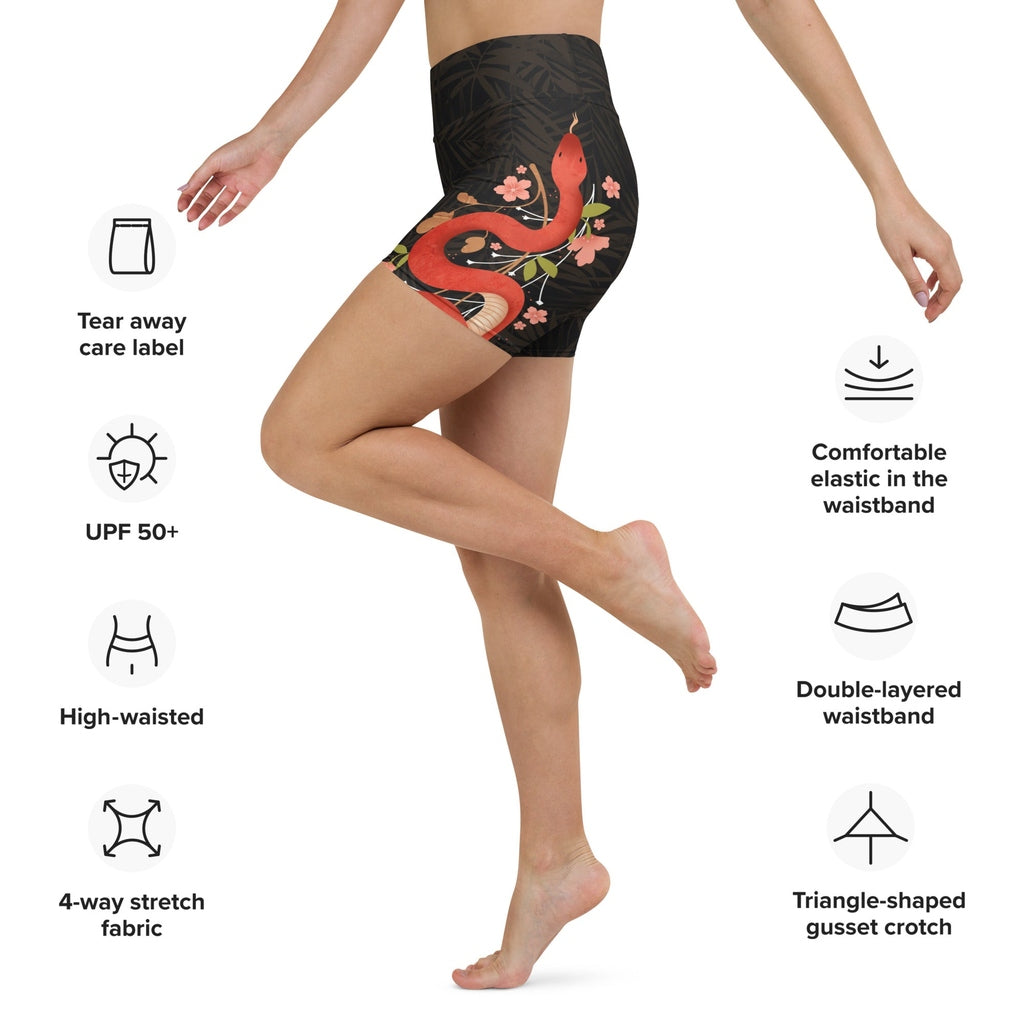Snakes & Flowers Yoga Shorts
