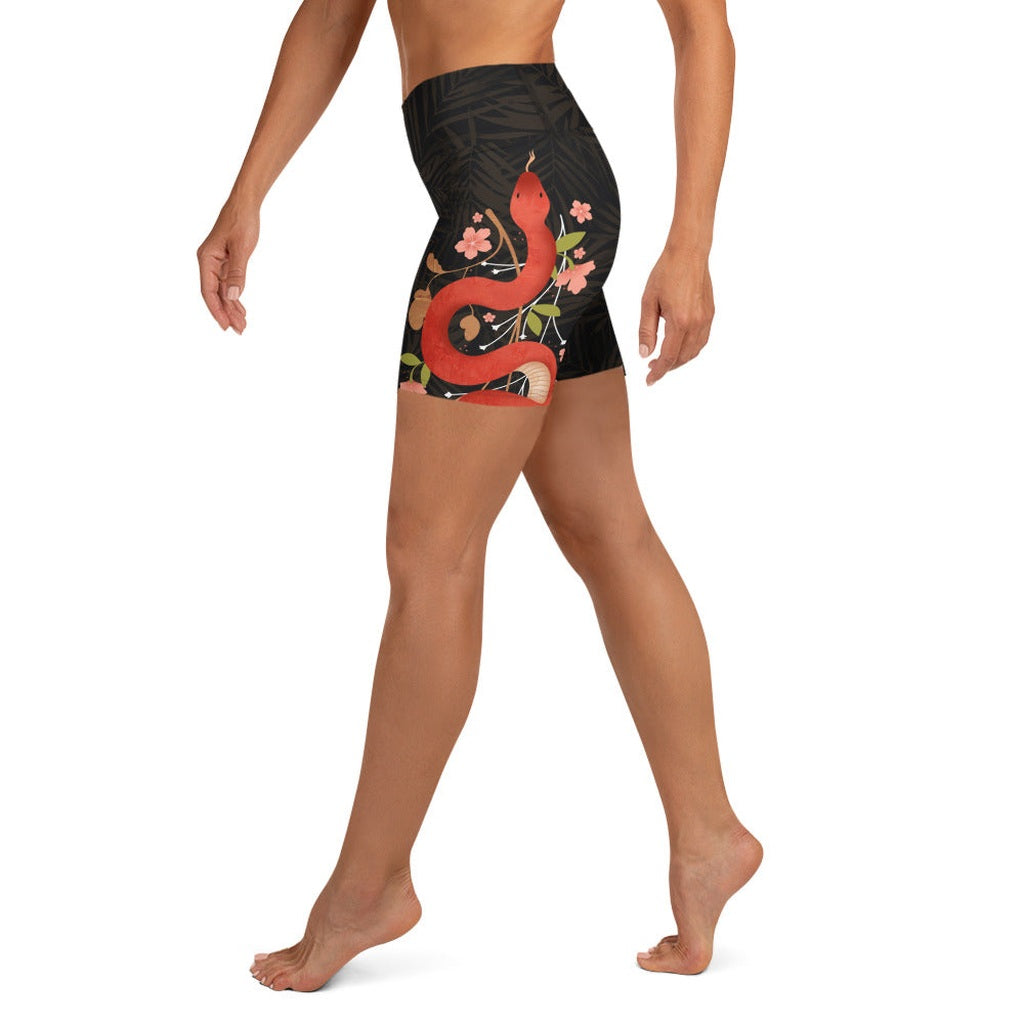 Snakes & Flowers Yoga Shorts