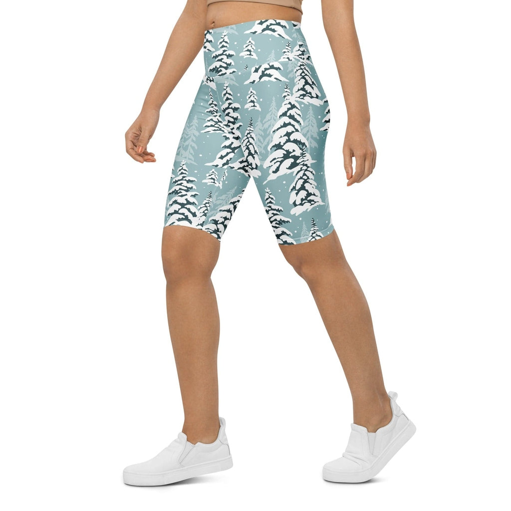 Snow-Covered Pines Biker Shorts
