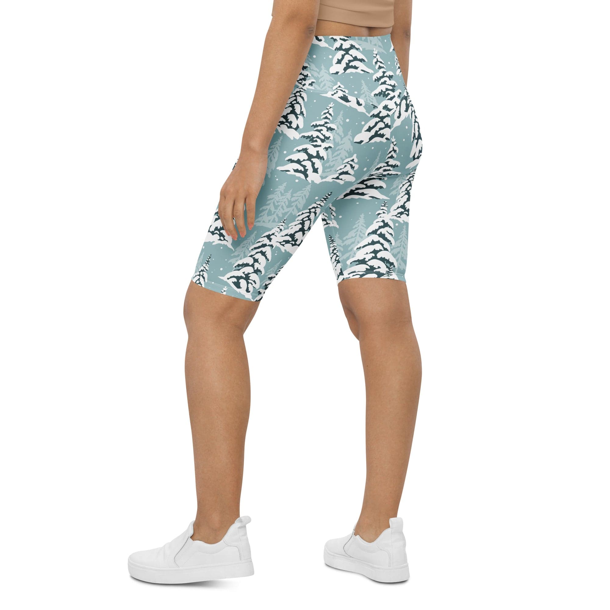 Snow-Covered Pines Biker Shorts