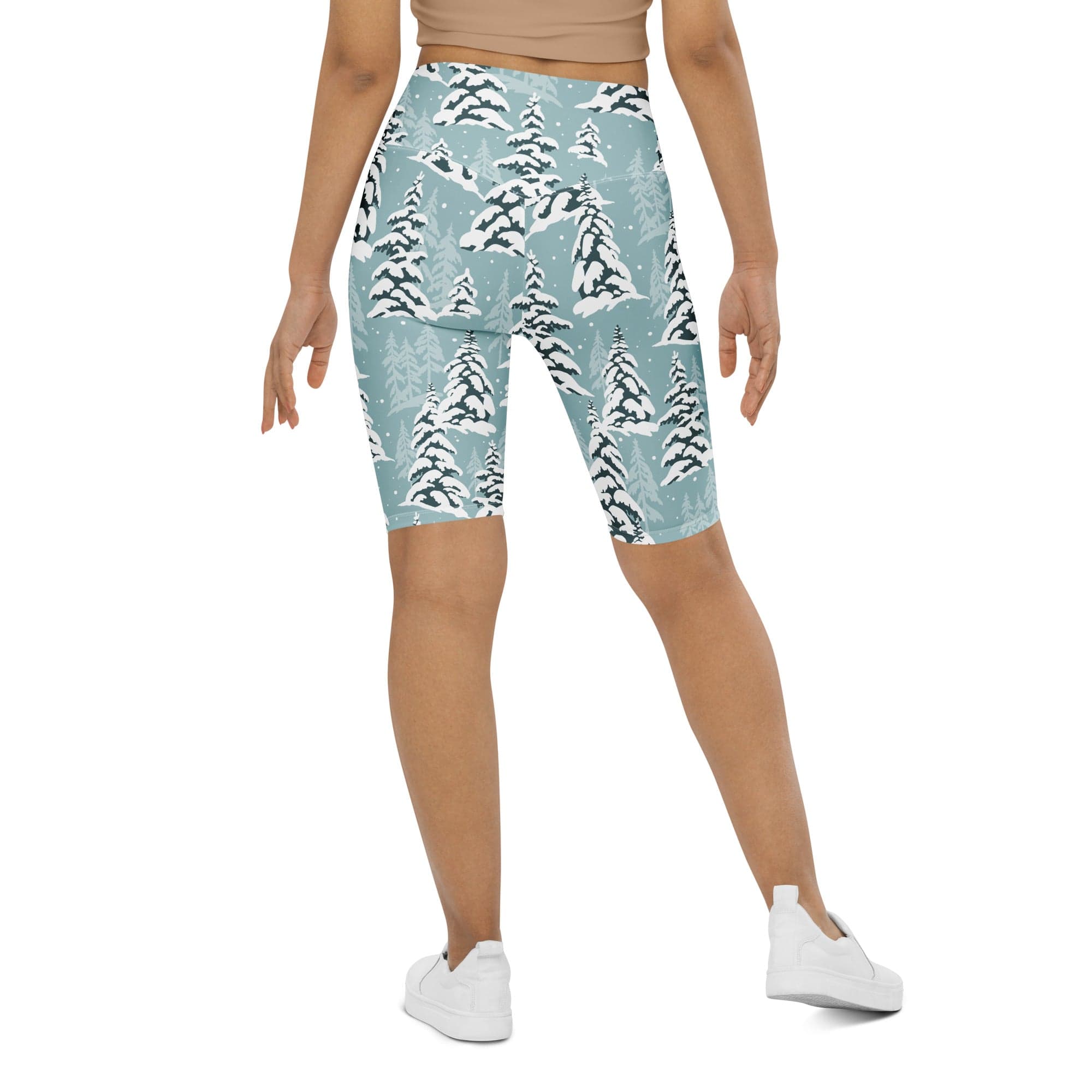 Snow-Covered Pines Biker Shorts