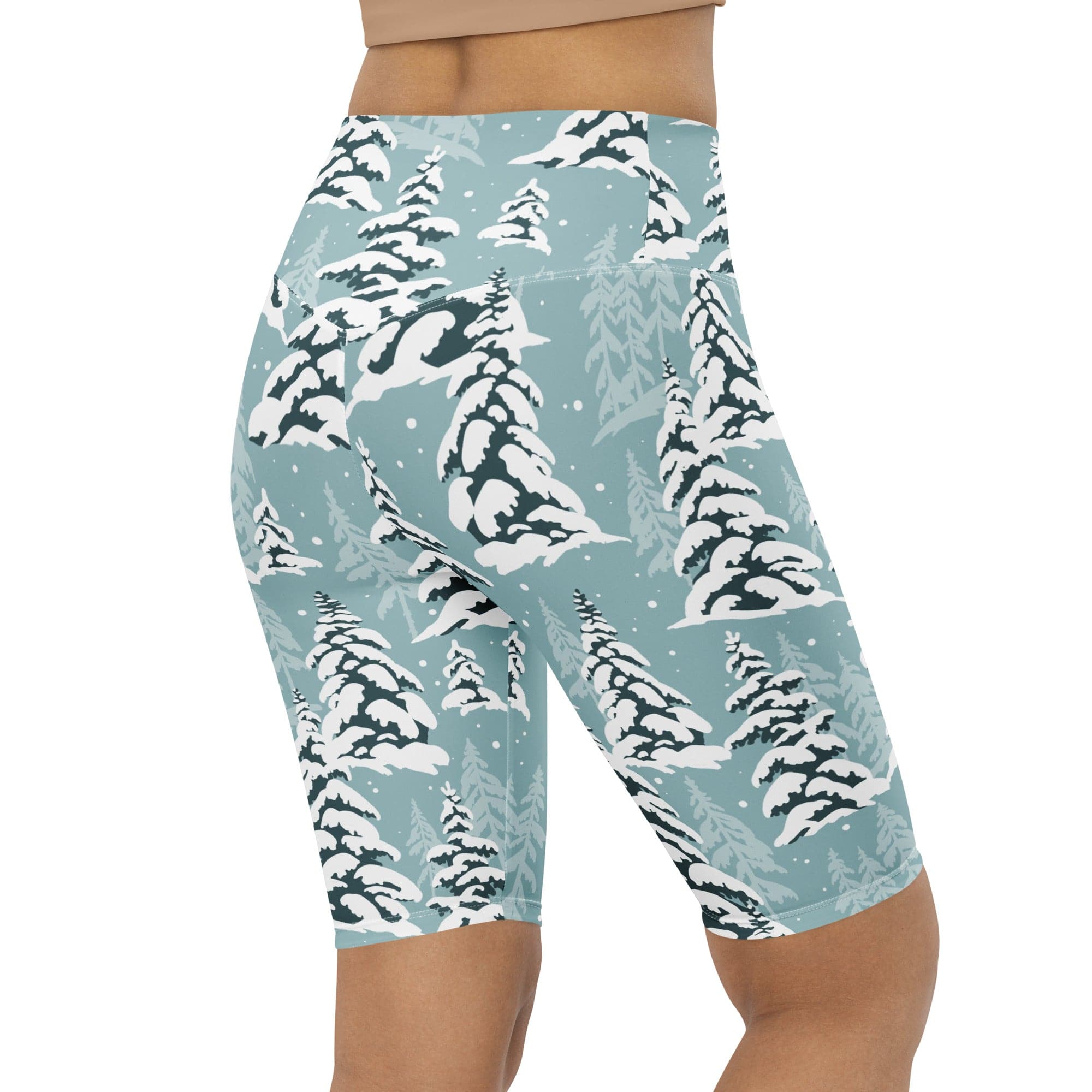 Snow-Covered Pines Biker Shorts