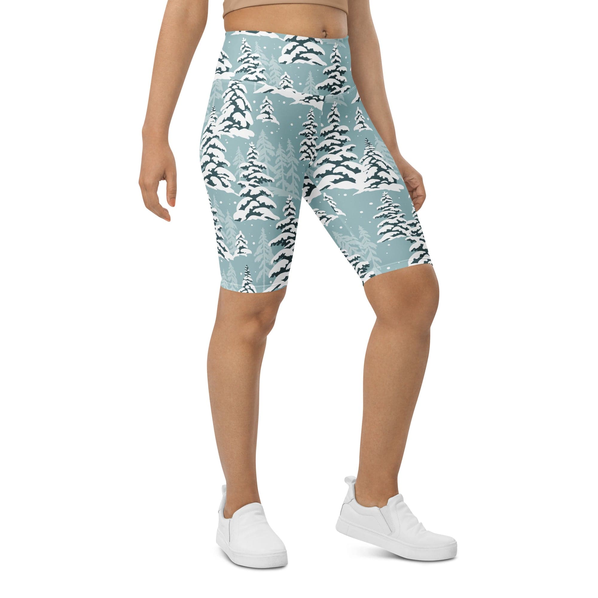 Snow-Covered Pines Biker Shorts