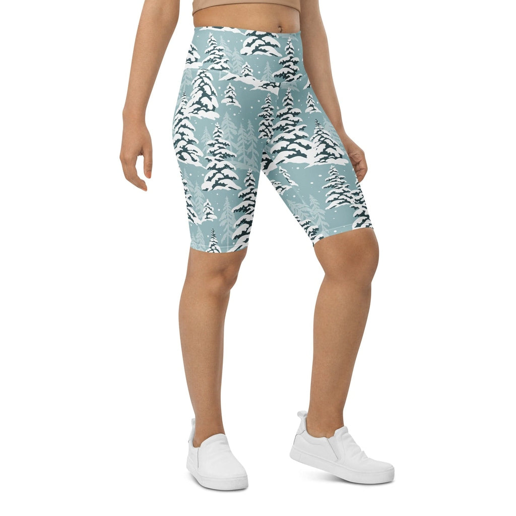 Snow-Covered Pines Biker Shorts