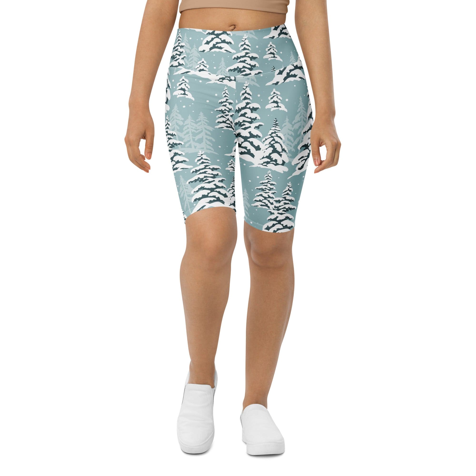 Snow-Covered Pines Biker Shorts