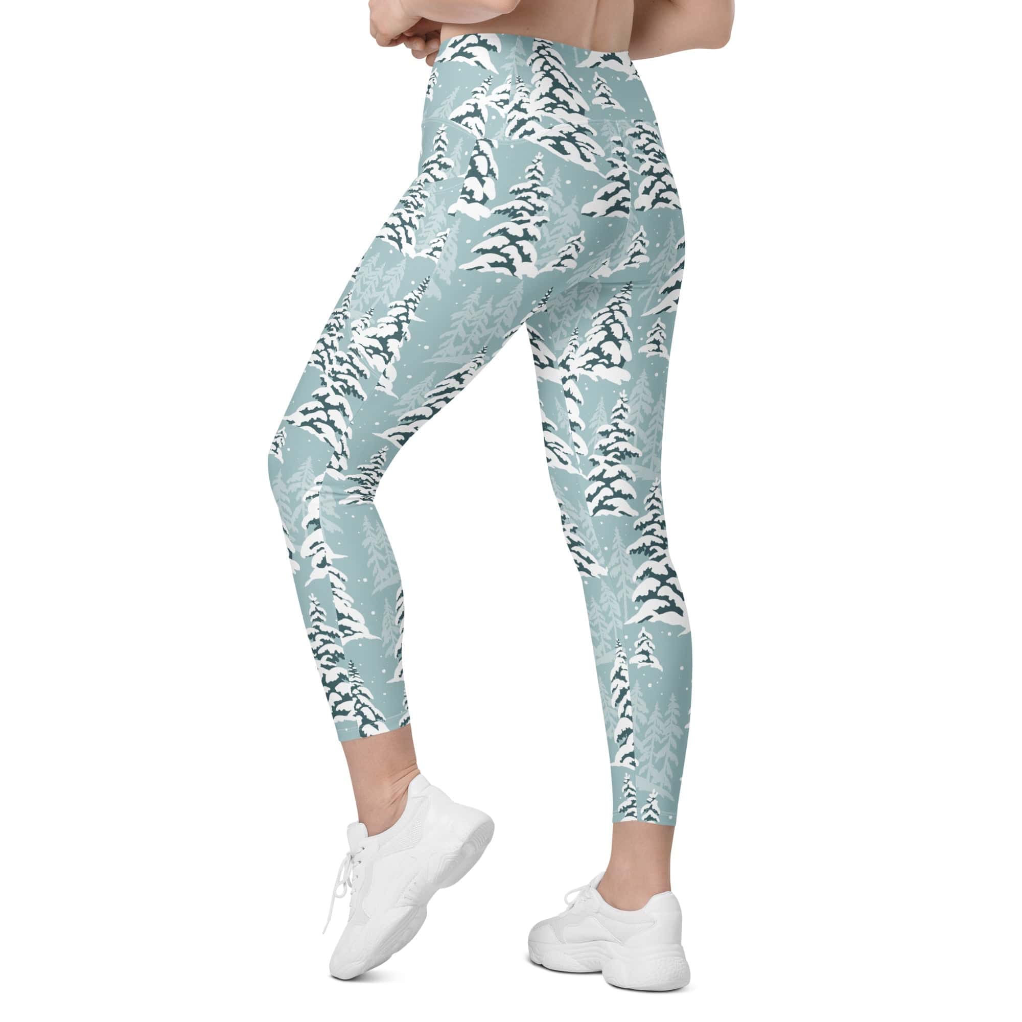Snow-Covered Pines Crossover Leggings With Pockets