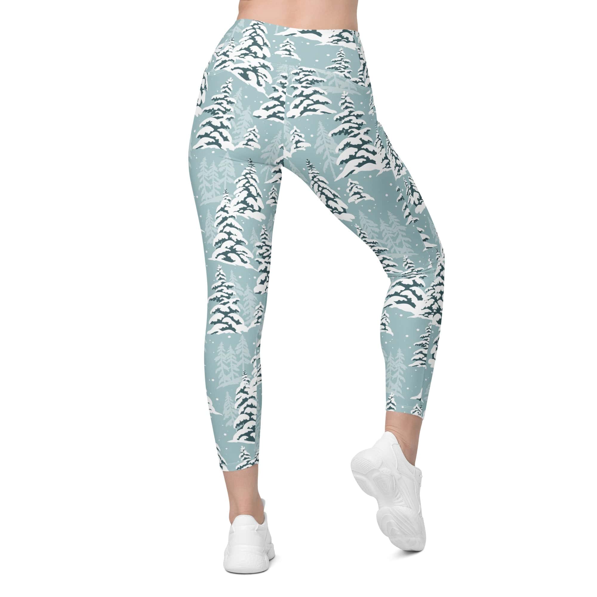 Snow-Covered Pines Crossover Leggings With Pockets