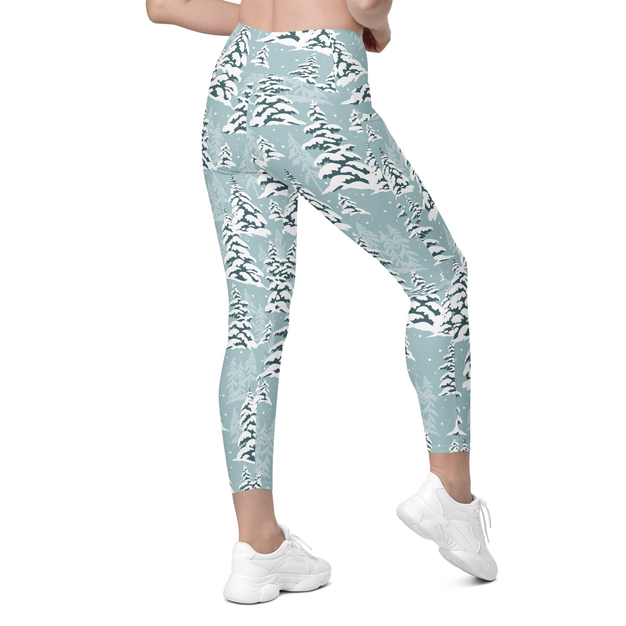Snow-Covered Pines Crossover Leggings With Pockets