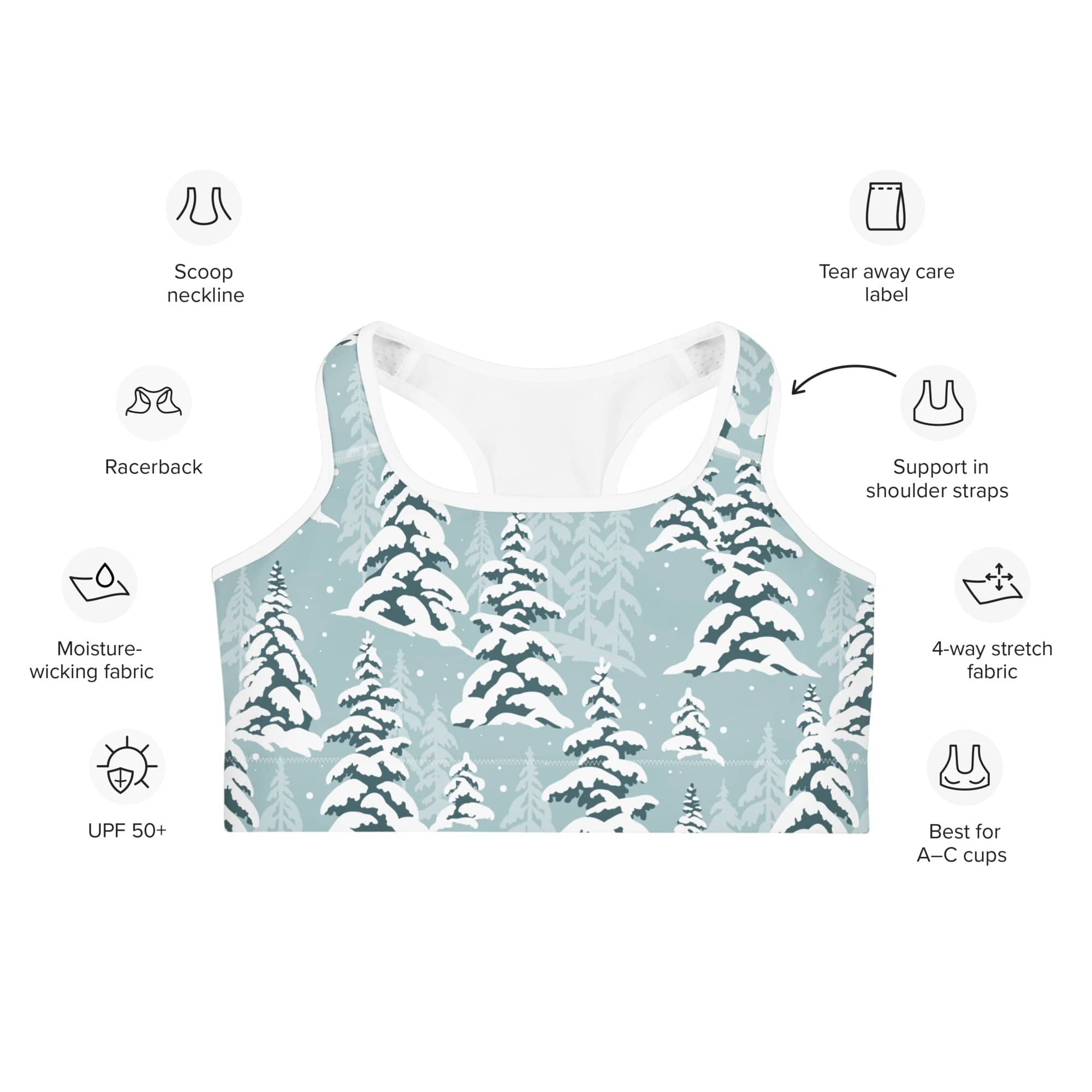 Snow-Covered Pines Sports Bra