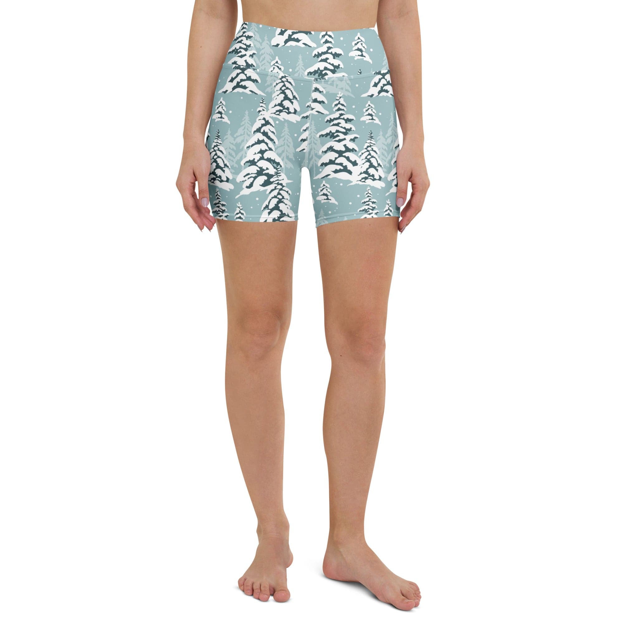 Snow-Covered Pines Yoga Shorts