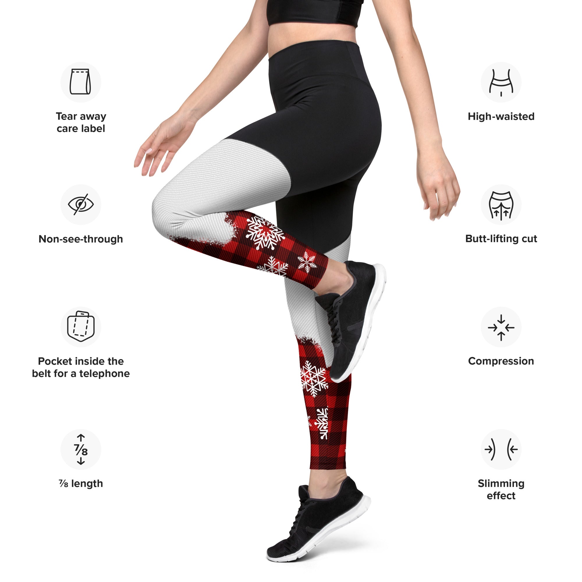 Snowy Plaid Perfection Compression Leggings