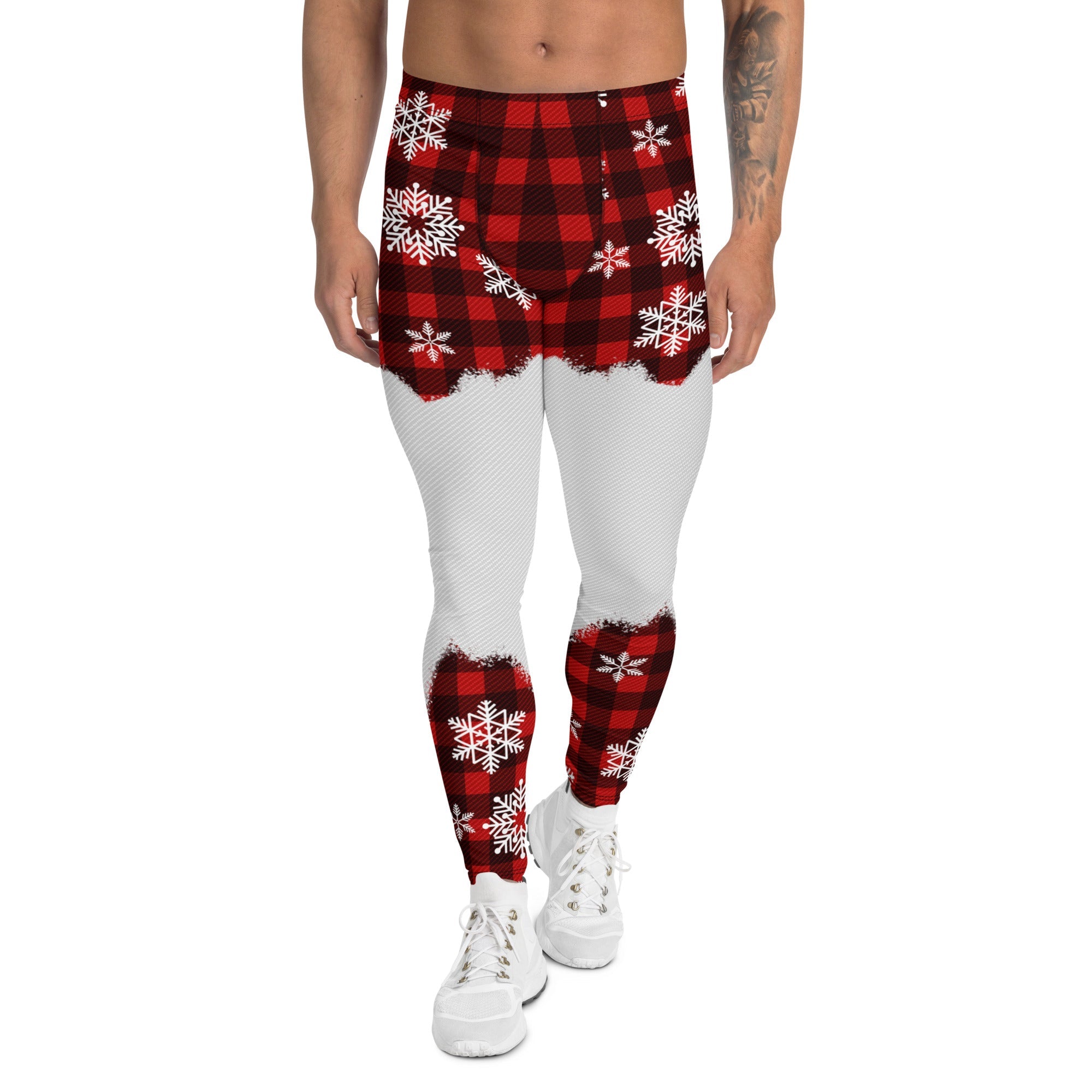 Snowy Plaid Perfection Men's Leggings