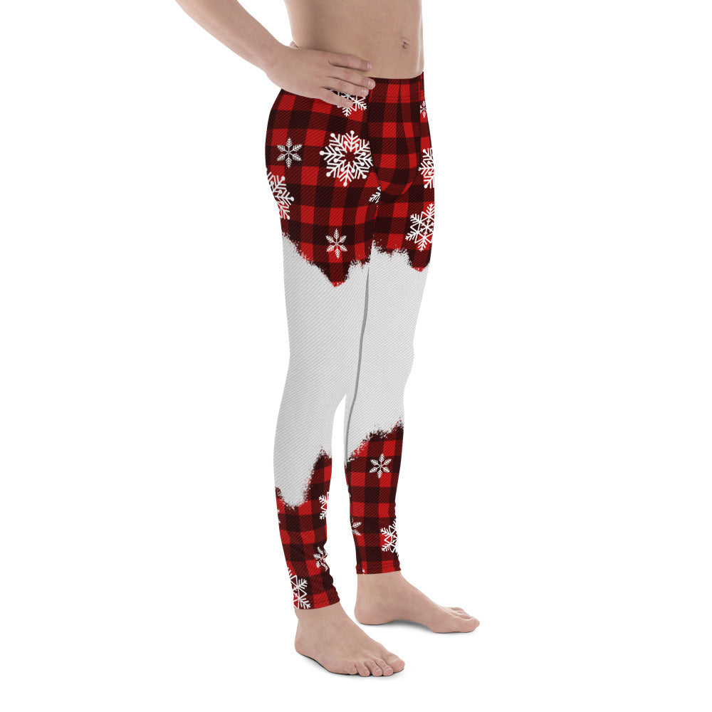 Snowy Plaid Perfection Men's Leggings