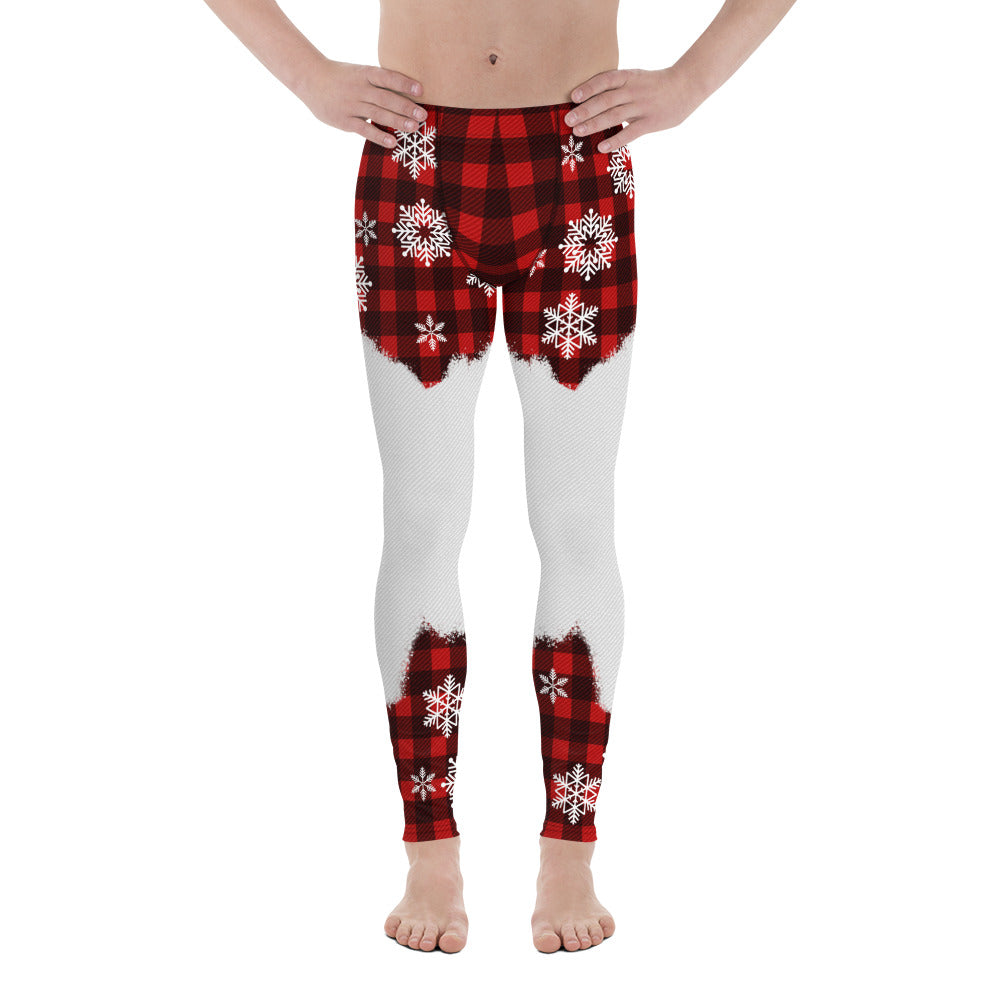 Snowy Plaid Perfection Men's Leggings